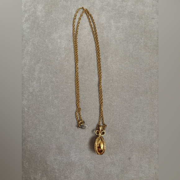 Joan Rivers Gold Tone Egg Pendent Necklace Braided Chain - Picture 1 of 2